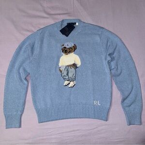 Polo Ralph Lauren Light Blue Bear Crewneck Sweater